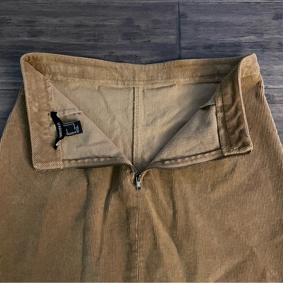 Forever 21 Corduroy Tan Mini Skirt Size Small Zipper Back - Picture 3 of 5